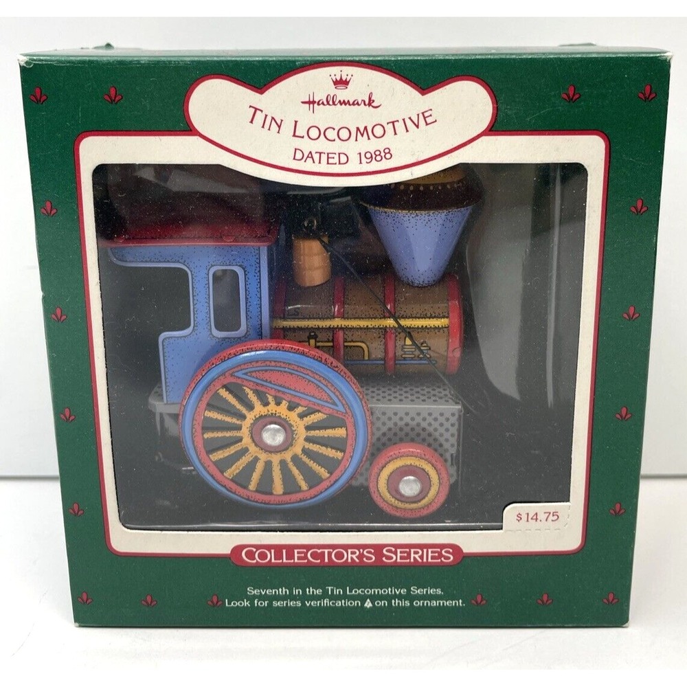 Hallmark Tin Locomotive Collectors Series 1988 Christmas Train Ornament in box